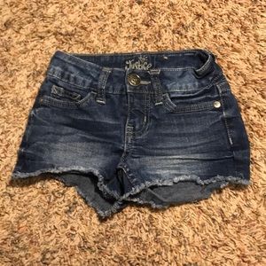 Dark blue shorts with stringy bottom